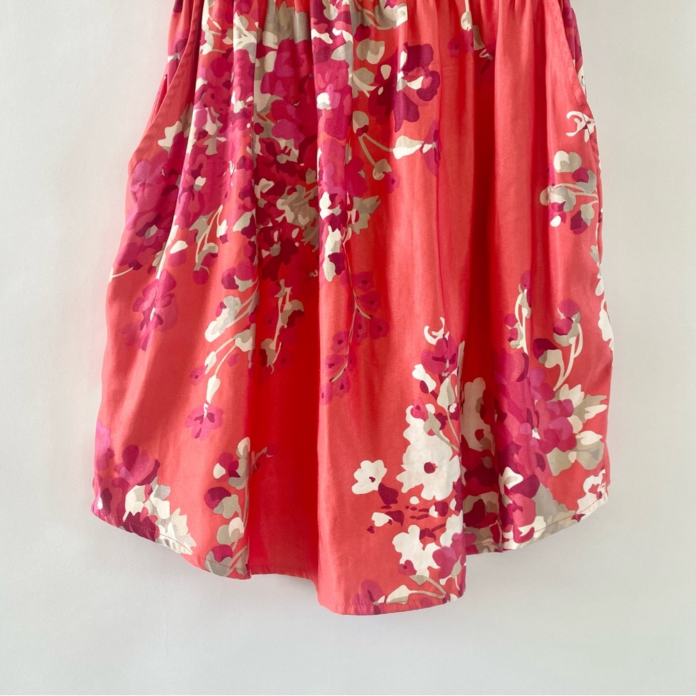 Express Floral Mini Skater Dress with Pockets Orange Pink White Multicolor XS - Picture 9 of 14